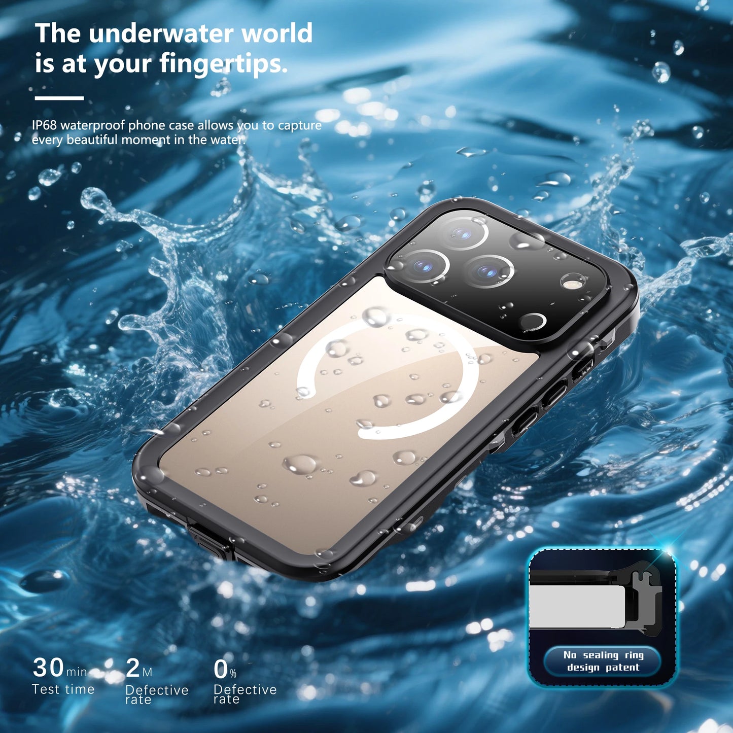 Shellbox IP68 Magnetic Waterproof Phone Case for Swimming & Diving - Compatible with iPhone 17/17AIR/17Pro/17Promax