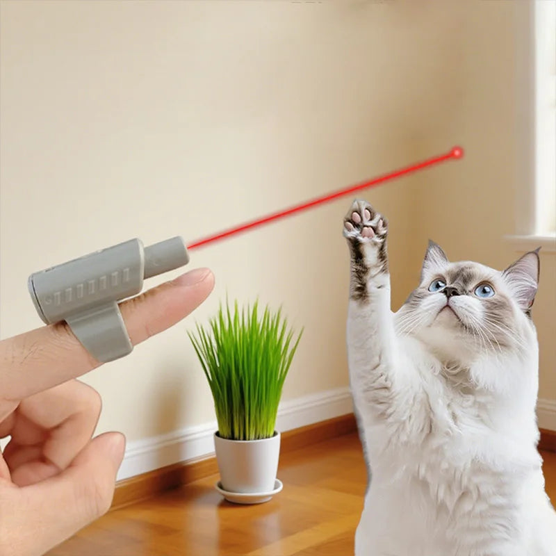 Portable Mini Laser Cat Toy Finger Sleeve Design LED Laser Pointer Pet Training Flashlight Scratching Tool Funny Cat Chase Stick