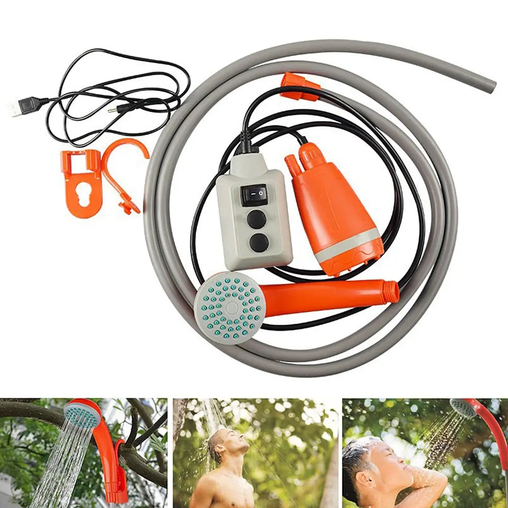 Portable Outdoor Camping Shower Camping Shower Pump Rechargeable Shower Head for Camping Hiking Traveling