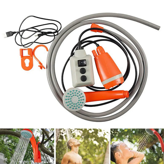Portable Outdoor Camping Shower Camping Shower Pump Rechargeable Shower Head for Camping Hiking Traveling