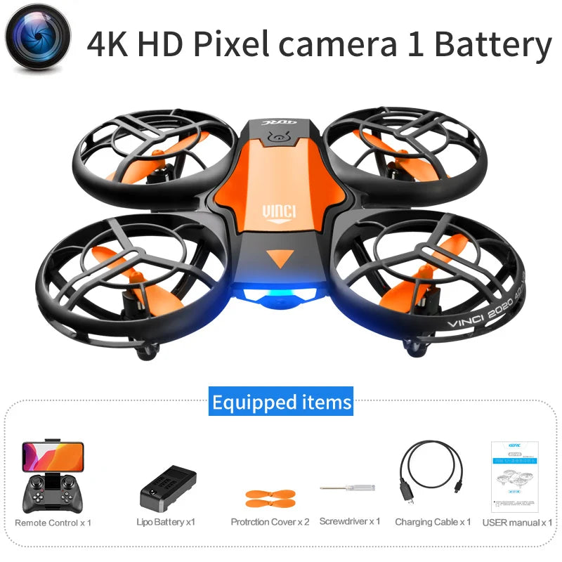 V8 Mini Drone 4K Professional Wide-Angle HD Camera WiFi FPV Height Hold Foldable RC Drone Quadrotor Helicopter Children's Toys