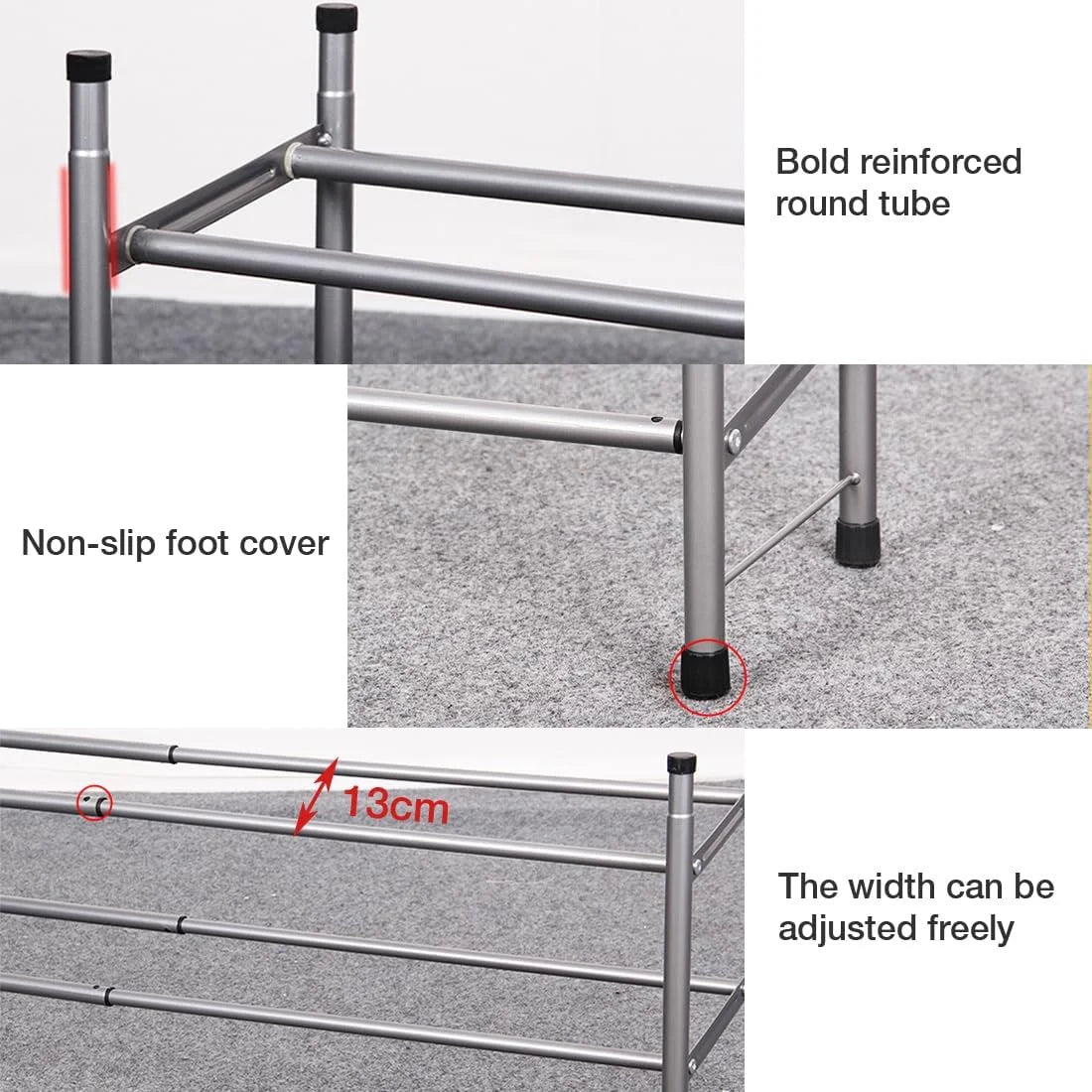 Shoe Rack Stackable Shoe Shelf Metal Iron of Expandable and Adjustable Shoes Organizer Shoes Organizer for Bedroom, Living Room