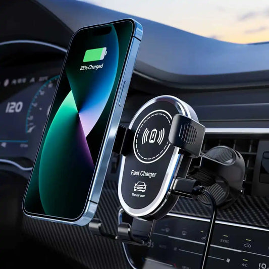 Wireless Car Charger with Triangular Wing Design Sturdy Structure, Supports PD/QC Fast Charging Protocols Compatible with iPhone