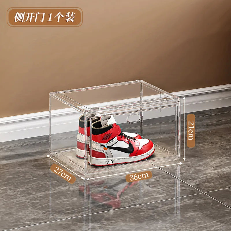 New Thickened Transparent Acrylic Shoe Box With Magnetic Flip Cover Dustproof Storage Box Multi-Layer Stackable Combinatio