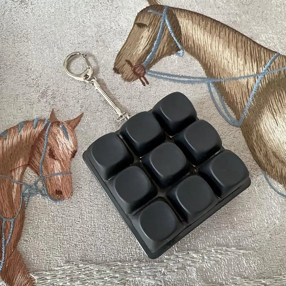Mechanical Keyboard Fidget Keychain Toy Clicky Keycap Stress Relief 9 Keys Finger Button Squeeze Toy for Adults Gift