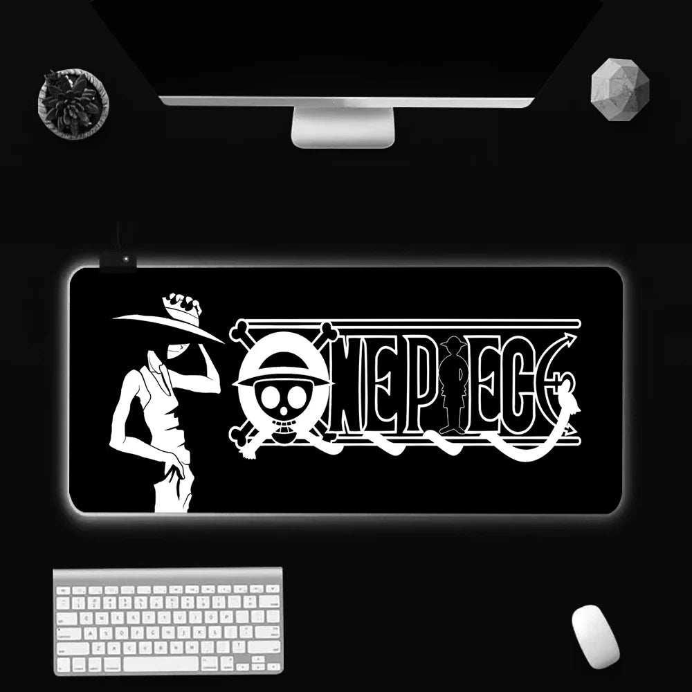 O-One-pieces RGB Pc Gamer Keyboard Mouse Pad Mousepad LED Glowing Mouse Mats Rubber Gaming Computer Mausepad