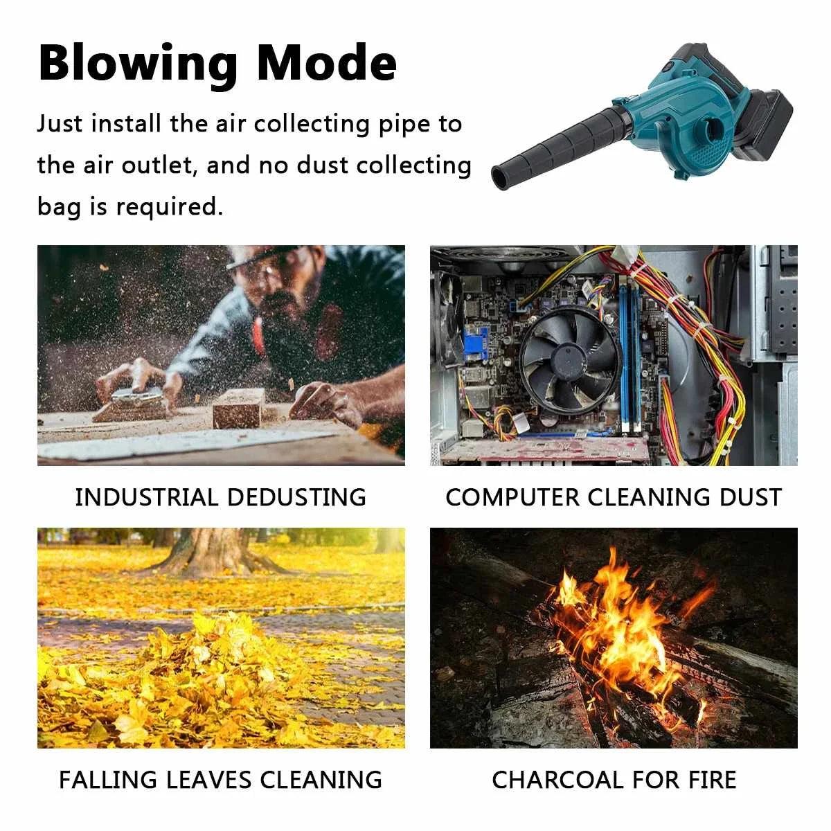 Kamolee 20000rpm Cordless Electric Hair Dryer 2 in 1 Vacuum Cleaner Household 18V Blow/Suction 2-in-1 Blower Tool