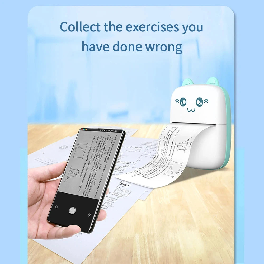 Mini Bluetooth Thermal Printer 200dpi for Labels, Photos, and Memo Printing - Portable with USB Cable
