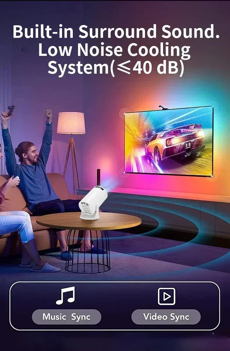 Portable Projector 4K Ultra HD 2025 MINI HY300 300ANSI Brightness Android 11 BT54 Electronic Focus Built in Speaker Home Theater
