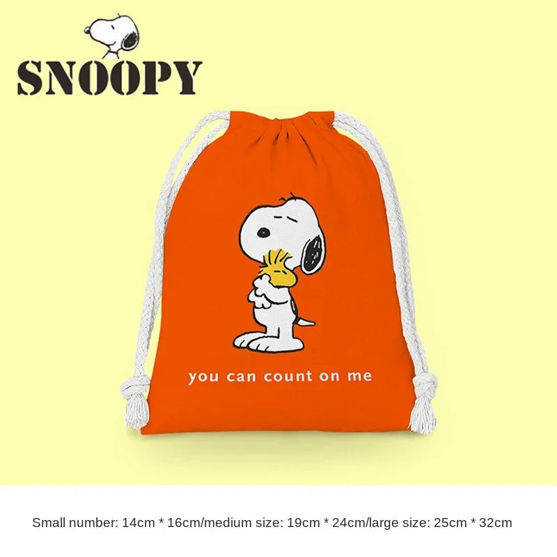 Snoopy Drawstring Bag Reusable Cotton Fabric Storage Bag Cartoon Toiletries Bag Jewelry Bag Candy Bag Gift Bag Party Decoration
