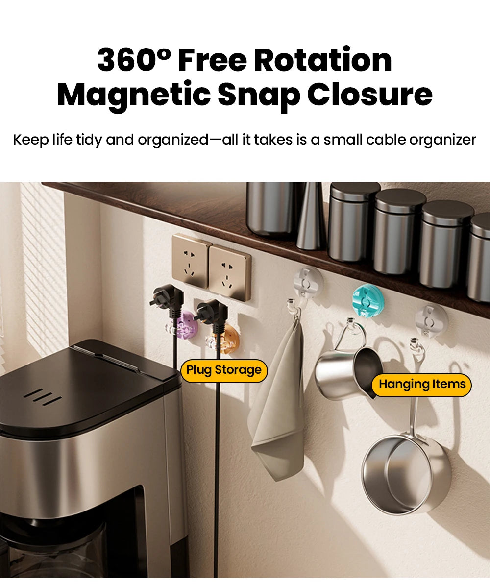 Magnetic Clip Cable Organizer Hook Smooth Adjustable Acrylic Universal Winder Under Desk Management Wire Keeper Cable