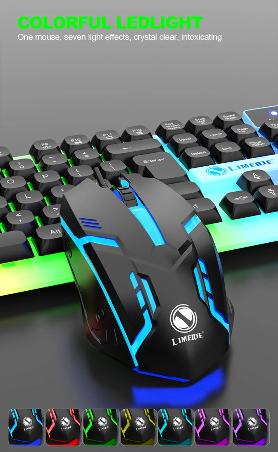 GTX350 Gaming Keyboard Mouse Combos Computer Laptop Backlight Gamer Kit LED Wired Usb Keyboard GTX350 Set-Black