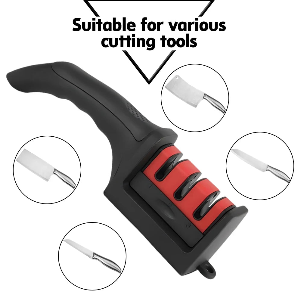 3 Stage Knife Sharpeners for Kitchen Knives 4 in1 Kitchen Knife Sharpener – Ergonomic and Easy to Use Knife Sharpening Kit