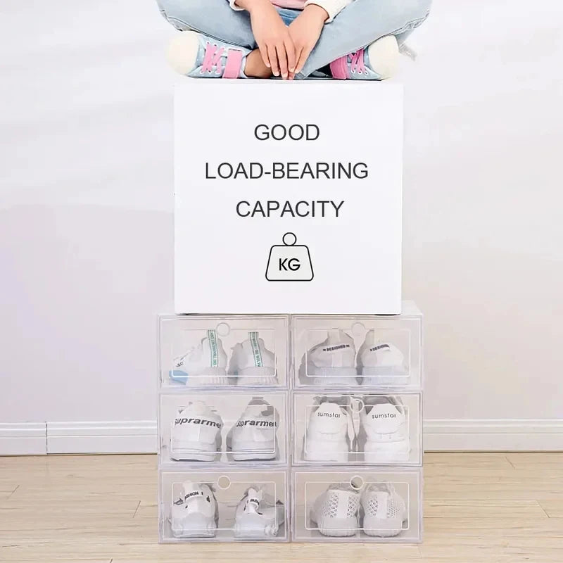 2026 New Cajas Para Zapatos 6pcs Transparent Thickened Shoe Boxes Dustproof Moistureproof Foldable Stackable Home Shoe Organizer