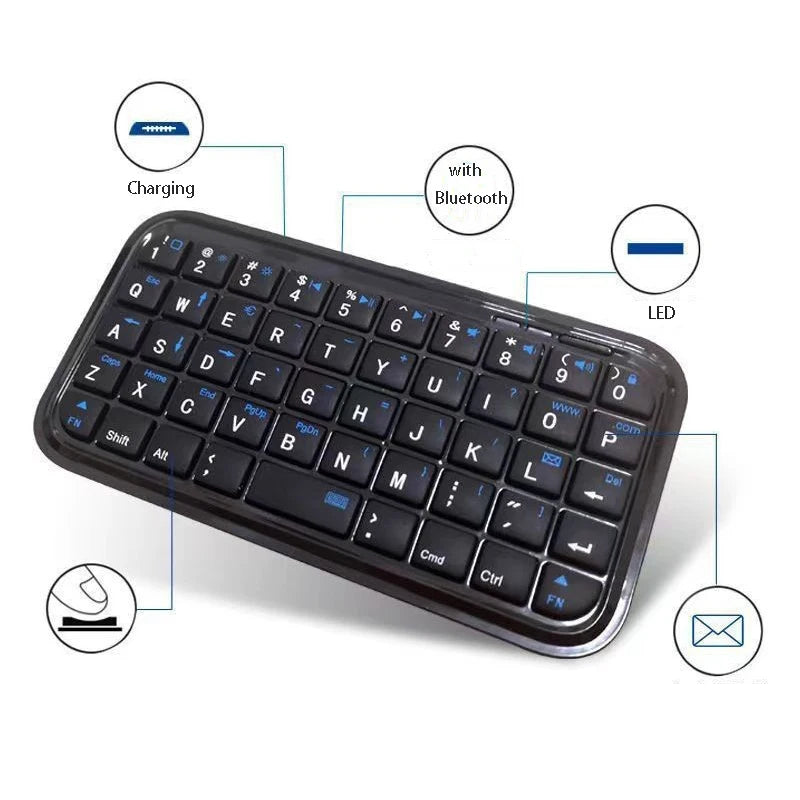 Portable Keyboard with Bluetooth Wireless Keyboard for SmartPhone Tablet Computer PC Laptop Notebook Mini Rechargeable Keyboard