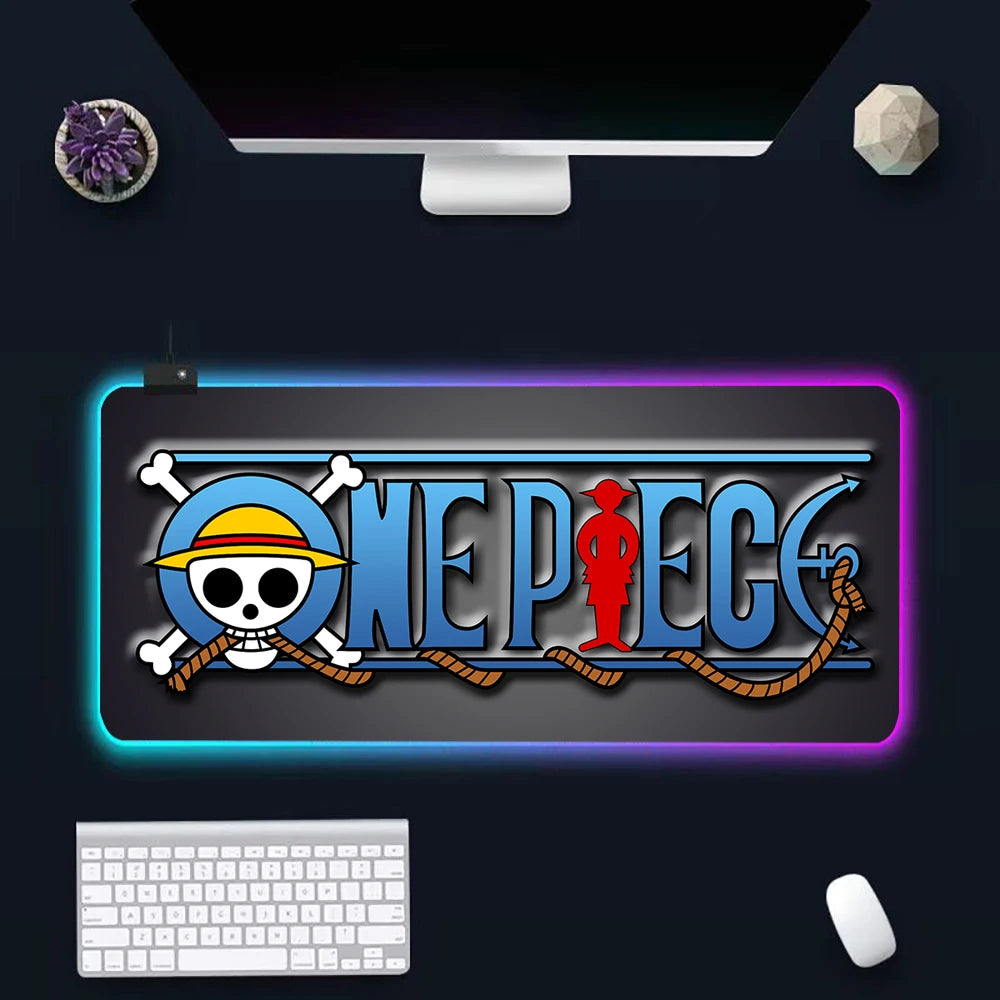 O-One-pieces RGB Pc Gamer Keyboard Mouse Pad Mousepad LED Glowing Mouse Mats Rubber Gaming Computer Mausepad