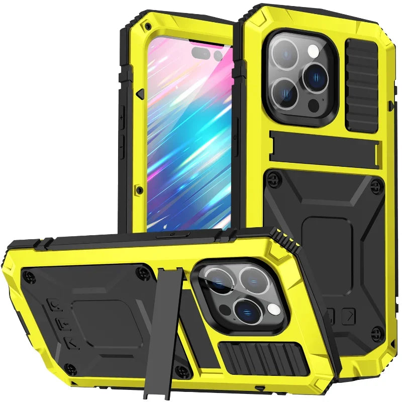 Luxury Rugged Armor 360 Full Phone Case For iPhone 16 15 14 Pro Max Plus 13 12 11 Metal Aluminum Shockproof Cover