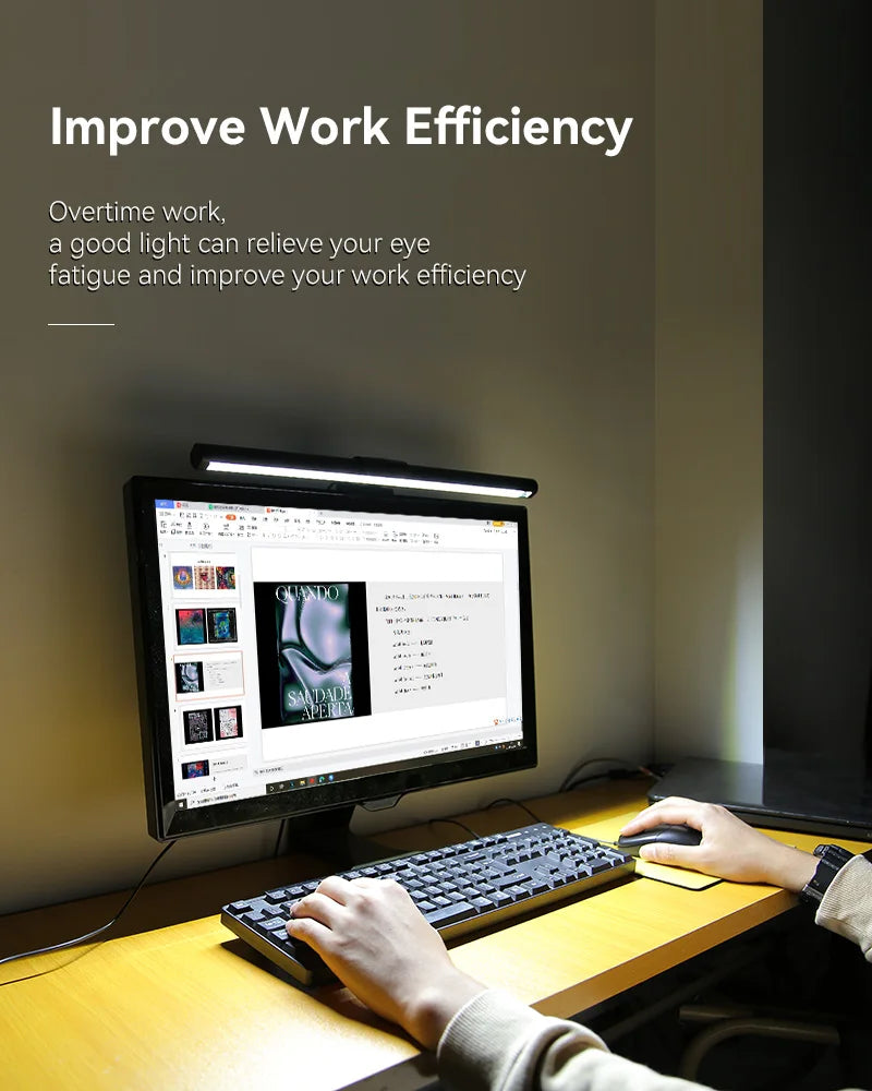 Computer Monitor Light Bar RGB Rhythm Screen Hanging Lights Stepless Dimming Desk Lamp For Study Reading Gaming Table Lighting
