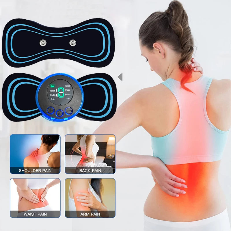 Portable Neck Massager with Remote Control 8 Modes Rechargeable Low Frequency Pulse Massager For Muscle Relaxation Relief Pain