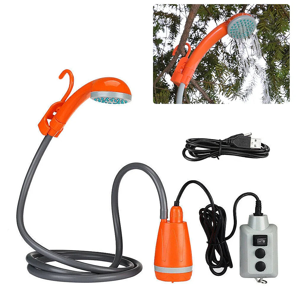 Portable Outdoor Camping Shower Camping Shower Pump Rechargeable Shower Head for Camping Hiking Traveling