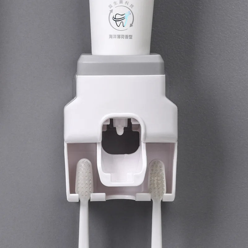 WIKHOSTAR Creative Lazy Automatic Toothpaste Dispenser Toothpaste Squeezer Toothbrush Holder Bathroom Accessories Storage Rack