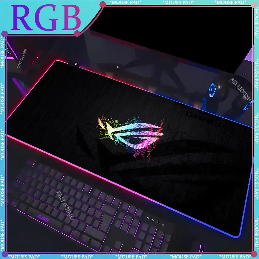 RGB A_Asus Rog mouse cute keyboard pad large table mat LED game electric standard pad anime luminous game computer cabinet pad