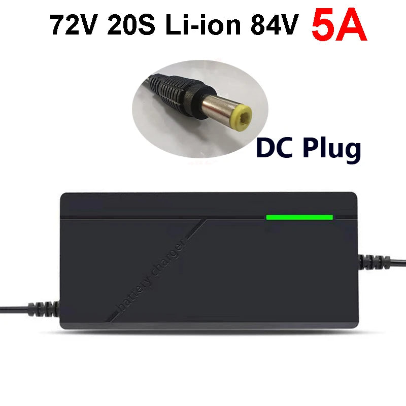 72V 5A Battery Charger For Lithium 20S 84V Lithium-ion Battery Pack Charger Intelligent Smart Charging EU/US Plug