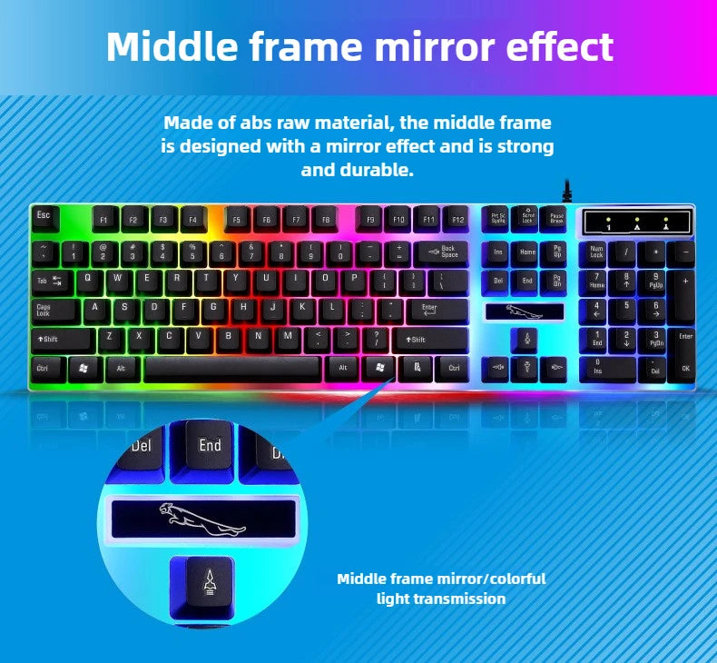 Gamer Keyboard And Mouse Combo Set RGB LED 104-Key Wired Gaming Keyboard Mouse Set for Notebook Laptop Desktop PC Tablet