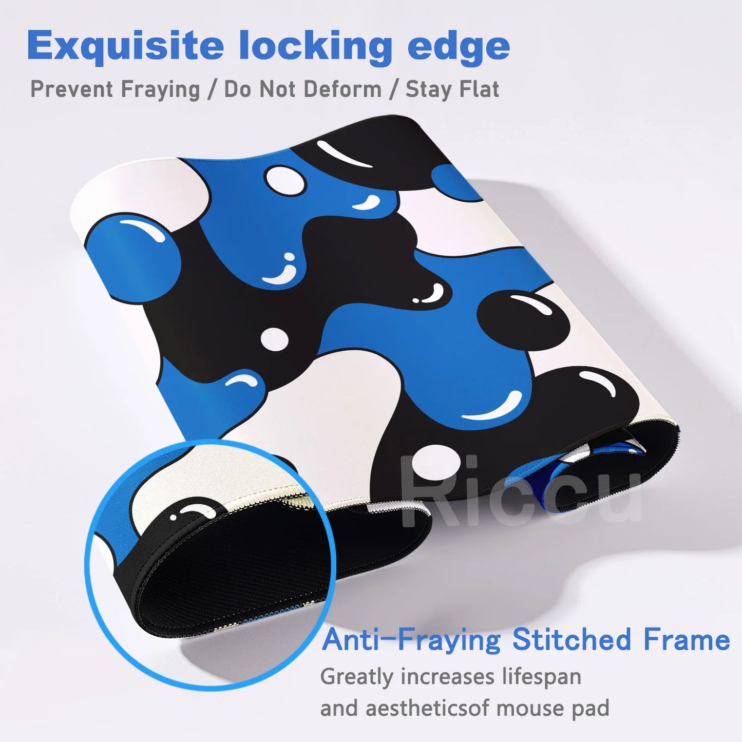 Gaming Mouse Pad Large Size Table Pad Blue & White Strata Liquid Mousepad XXL Computer Play Mat Rubber Mausepad Keyboard Deskmat
