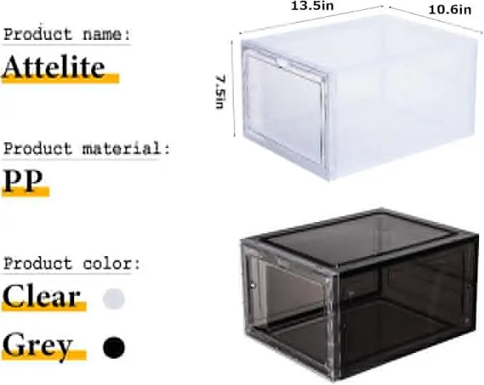 12Pack Clear Stackable Wall-Mounted Shoe Organizer Large Plastic Shoe Cabinet Dust-Proof Magnetic Door Boot & Hat Storage for Me