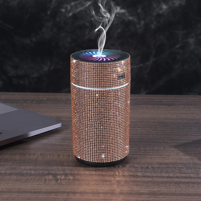 Luxury Shiny Car Diffuser Humidifier with LED Light Diamond Auto Air Purifier Diffuser Air Freshener Bling Car Accessories