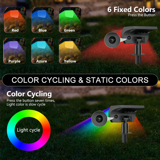 RGB Solar Spotlight Outdoor 37/20LED Solar Landscape Spot Powered Wall Lights Waterproof Color Change Garden Patio Walkway Decor