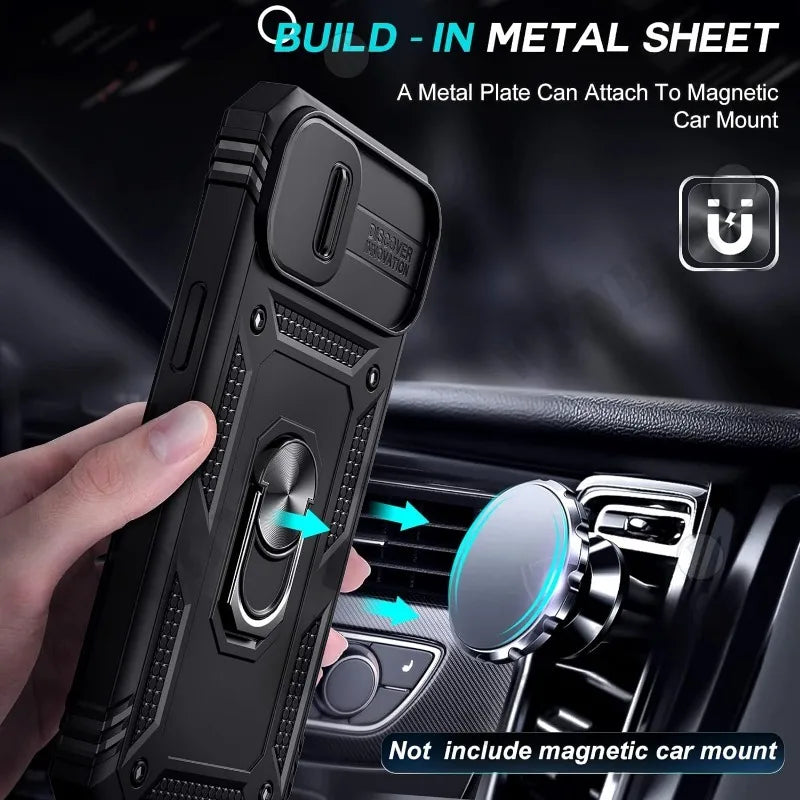 Case For iPhone 17 Pro Max 16 15 14 13 Pro Max 16E Heavy Duty With Camera 360 Degree Kickstand Cover Capa Fundas