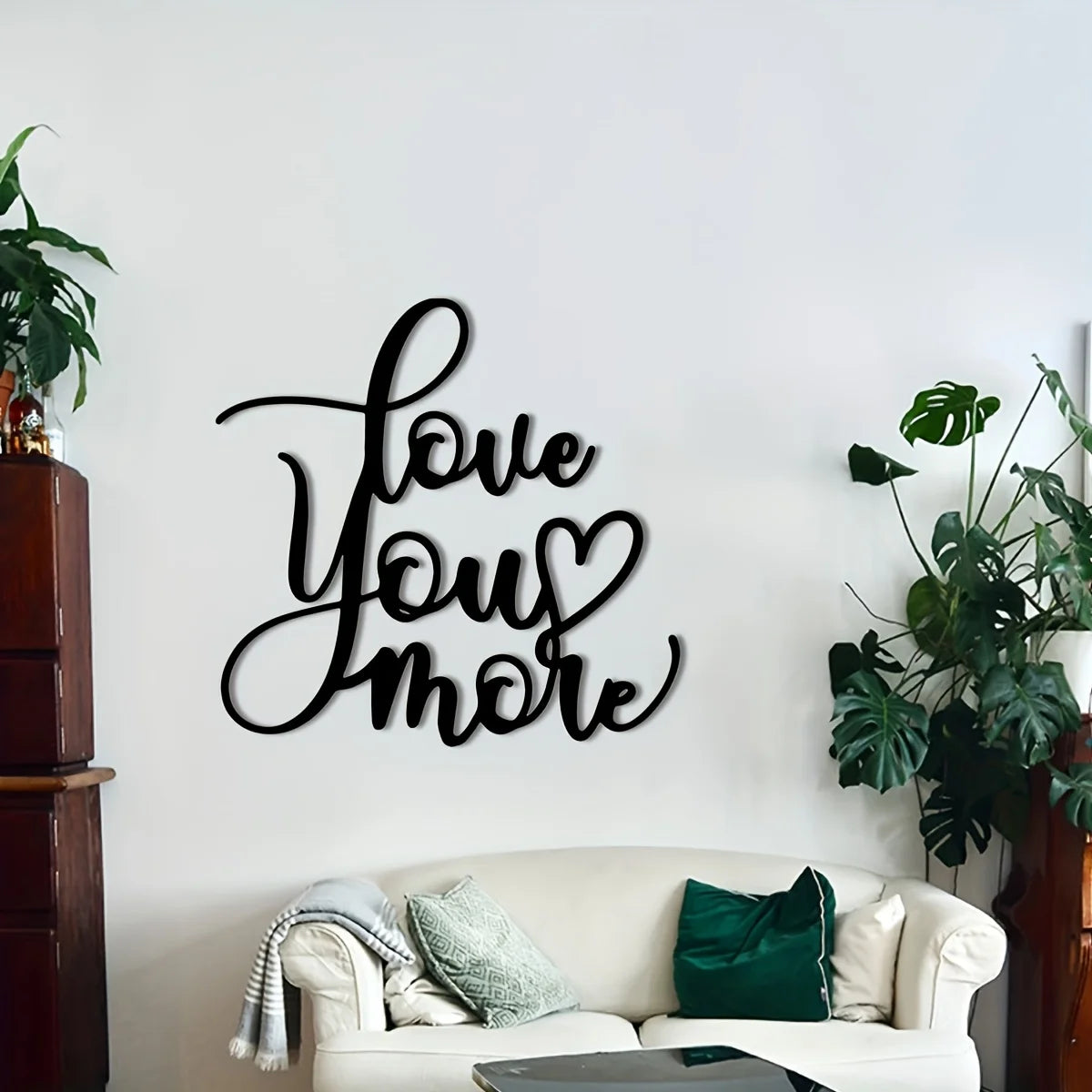 1pc "Love You More" Metal Wall Art,Script Lettering Sign for Indoor & Outdoor Decor, Farmhouse Style,Perfect for Valentine'S Day