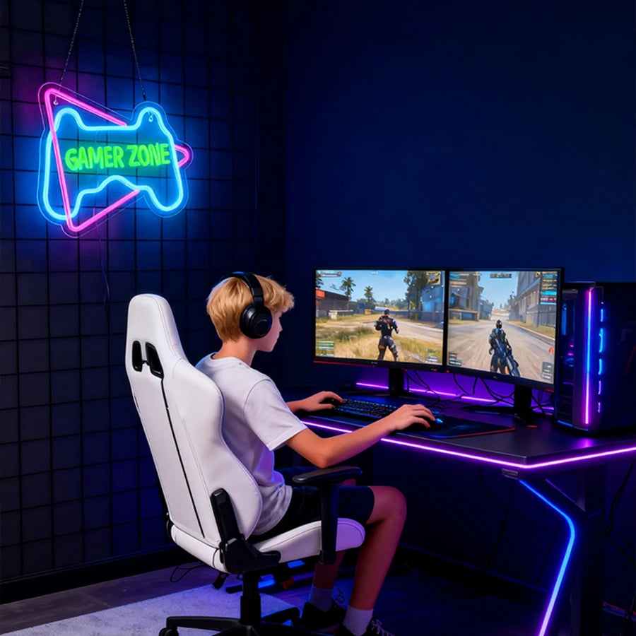 Game Zone Neon Signs for Gamer Room Decor,Gaming Light Neon Sign for Gaming Wall Decor,Led Neon Gaming Sign for Gamer Gifts Boys