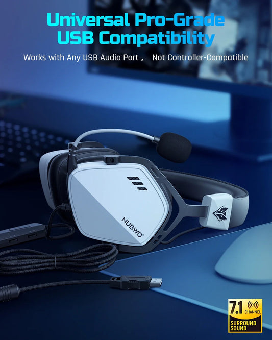 NUBWO HG03 USB-A Gaming Headset with 7.1 Surround and FPS Sound Wired Headphones with Noise Canceling Mic Comfortable Design