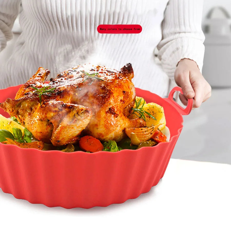 Air Fryer Silicone Liners Air Fryer Silicone Pot Reusable Silicone Air Fryer Liners Food Safe Non Stick Air Fryer Basket Accesso