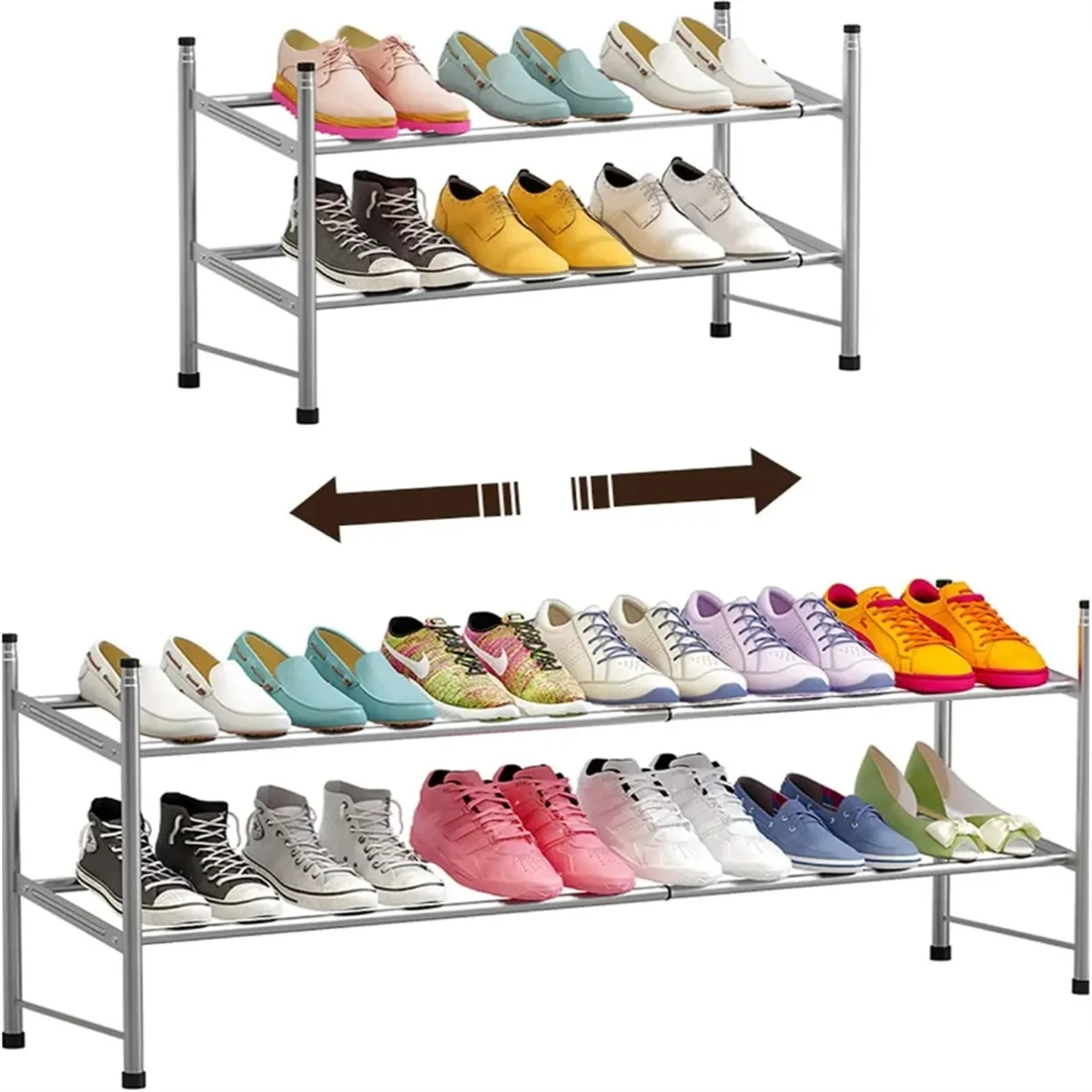 Shoe Rack Stackable Shoe Shelf Metal Iron of Expandable and Adjustable Shoes Organizer Shoes Organizer for Bedroom, Living Room