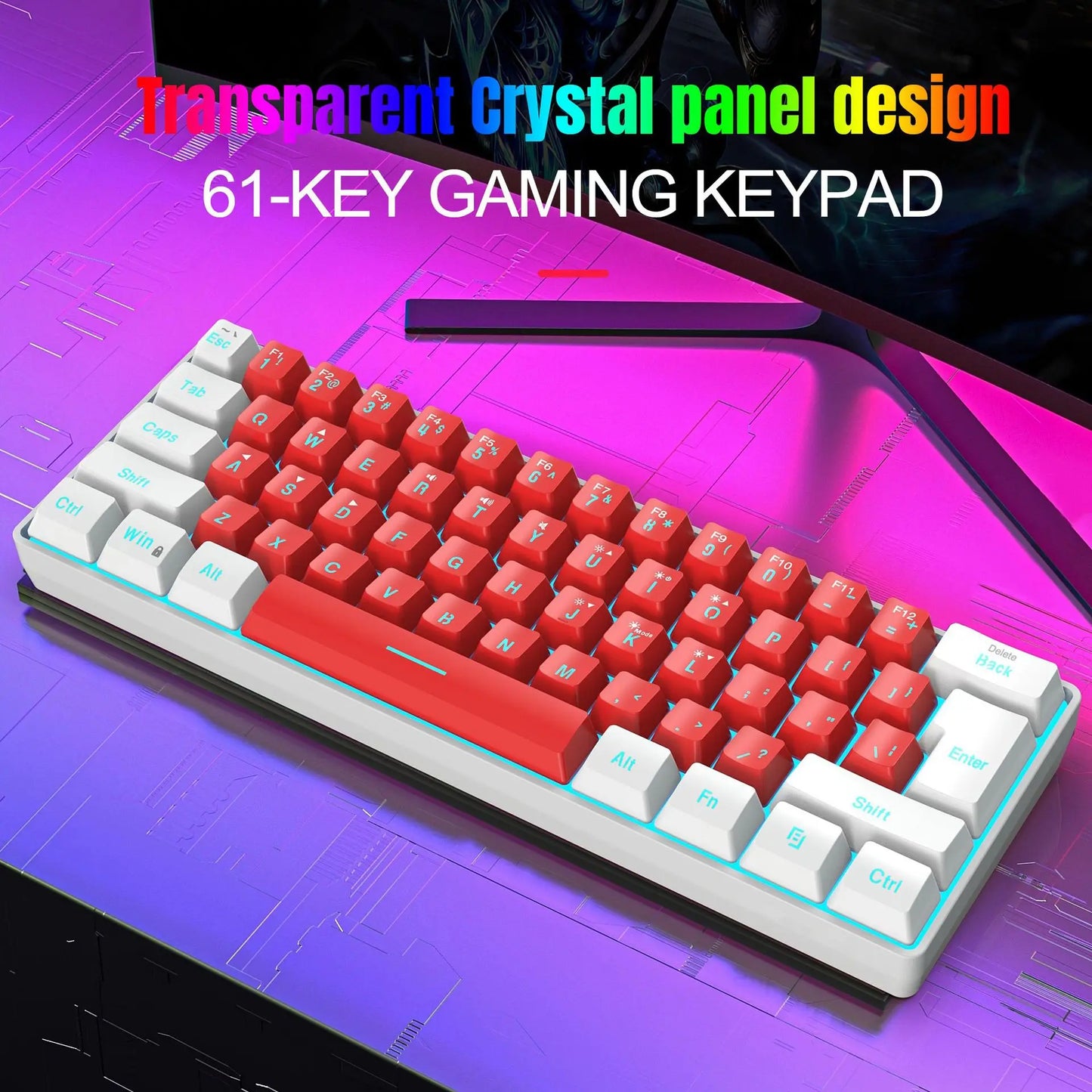Multi-Color RGB 61Keys Wired Game Keyboard Backlight Keyboard Small Compact Gaming Keyboard for PC Laptop Gamer Dropshipping