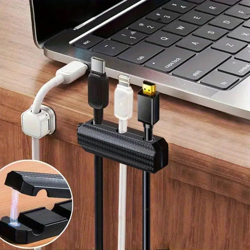 3 Holes Magnetic Cable Organizer Holder Cable Smooth Adjustable Cord Holder Under Desk Cable Management Wire Keeper Cable Clip
