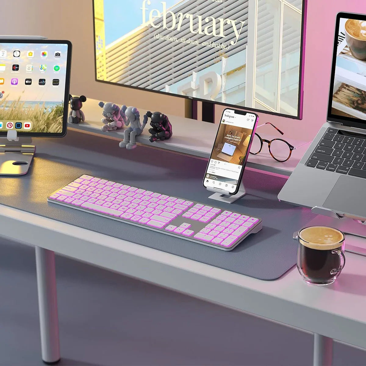RGB Wireless Bluetooth Keyboard Full Size Multi-Purpose Rechargeable Keyboard Backlight Gaming Keyboard for Tablet PC