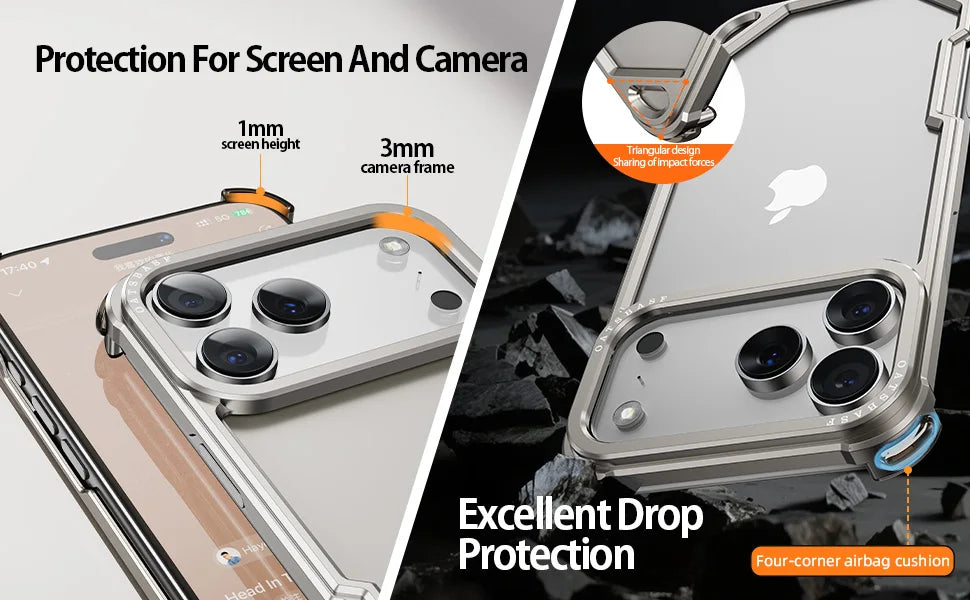 Eary Frameless Case for iPhone 17 Pro Max 17 Air Magsafe Metal Shockproof Protective Phone Cover Aluminum Alloy Anti-Drop Shells
