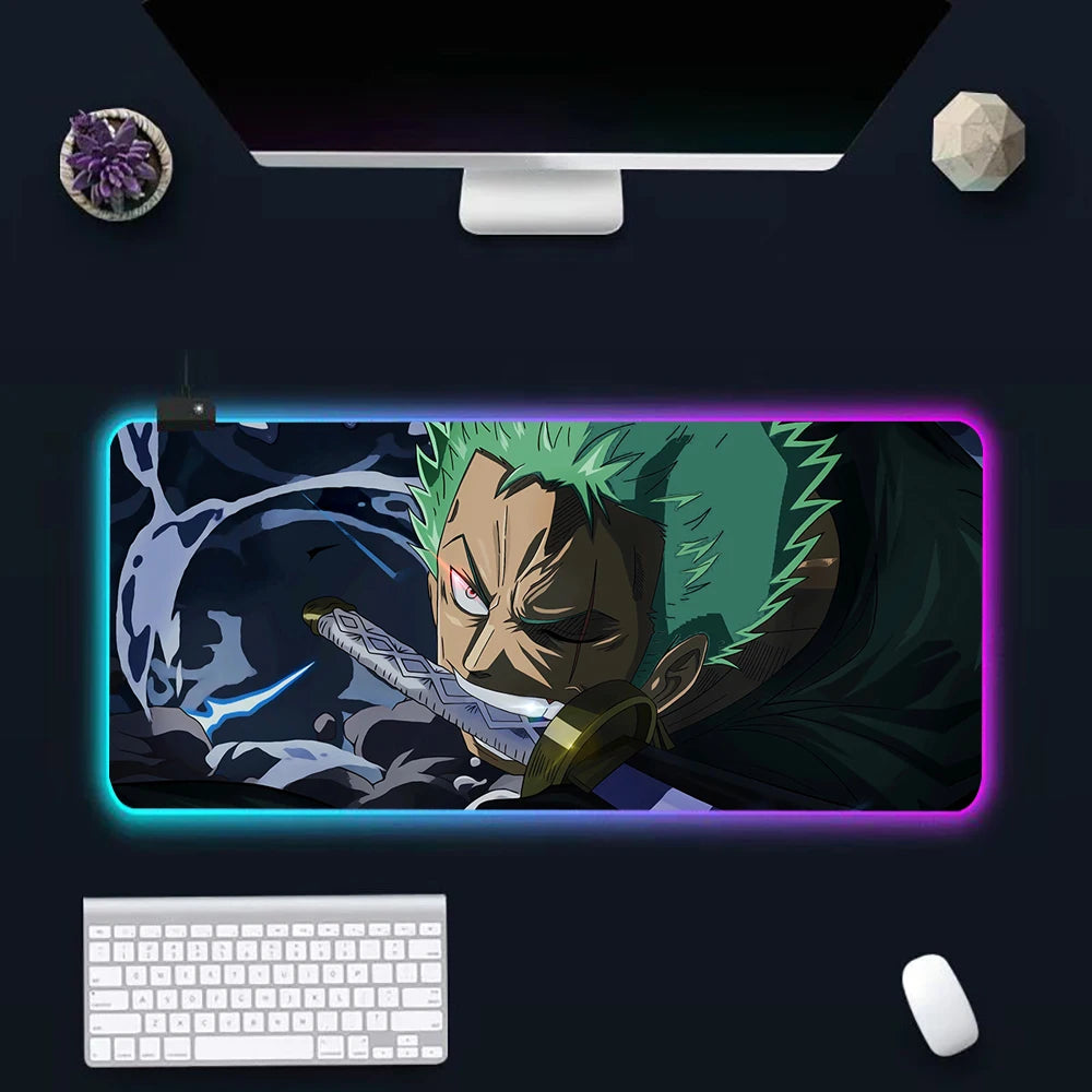 O-One-pieces RGB Pc Gamer Keyboard Mouse Pad Mousepad LED Glowing Mouse Mats Rubber Gaming Computer Mausepad
