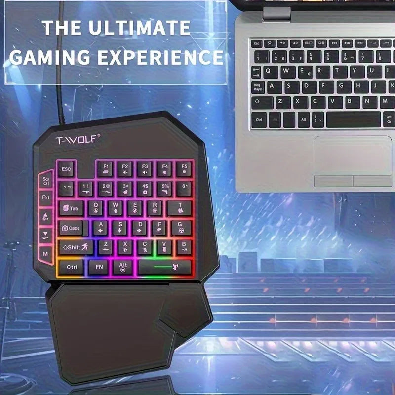 2 in1TF900 Gaming Keyboard and Mouse Set Ergonomic Wireless Gaming Keyboard 7 RGB Backlighting,  for PUBG Mobile Games /Laptop