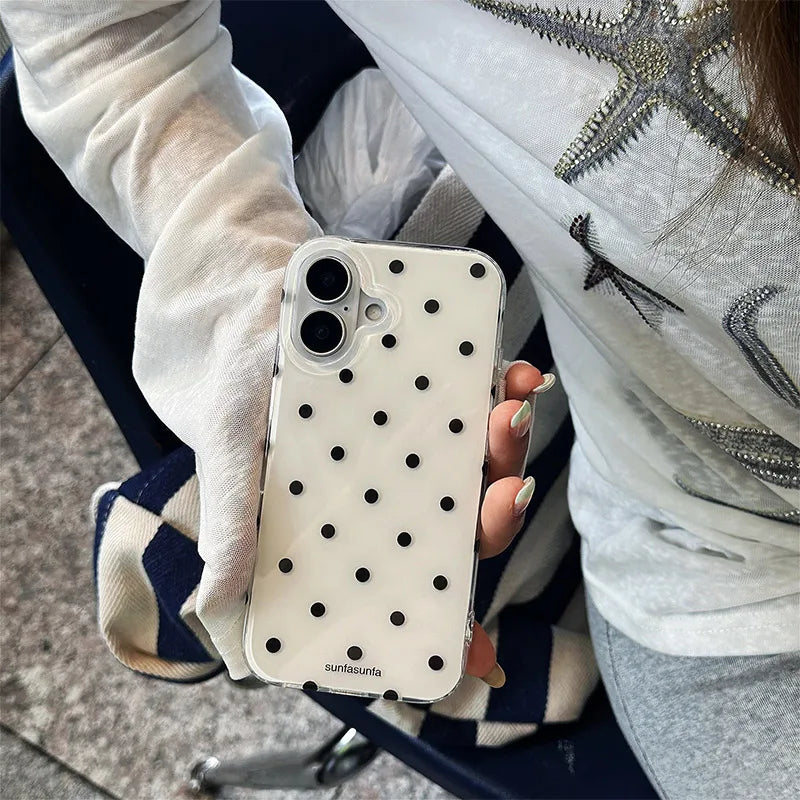 Polka-dot Mobile Phone Case Suitable For Iphone17/16/pro/promax Fashion Mobile Phone Decoration Ins Style Mobile Phone Case