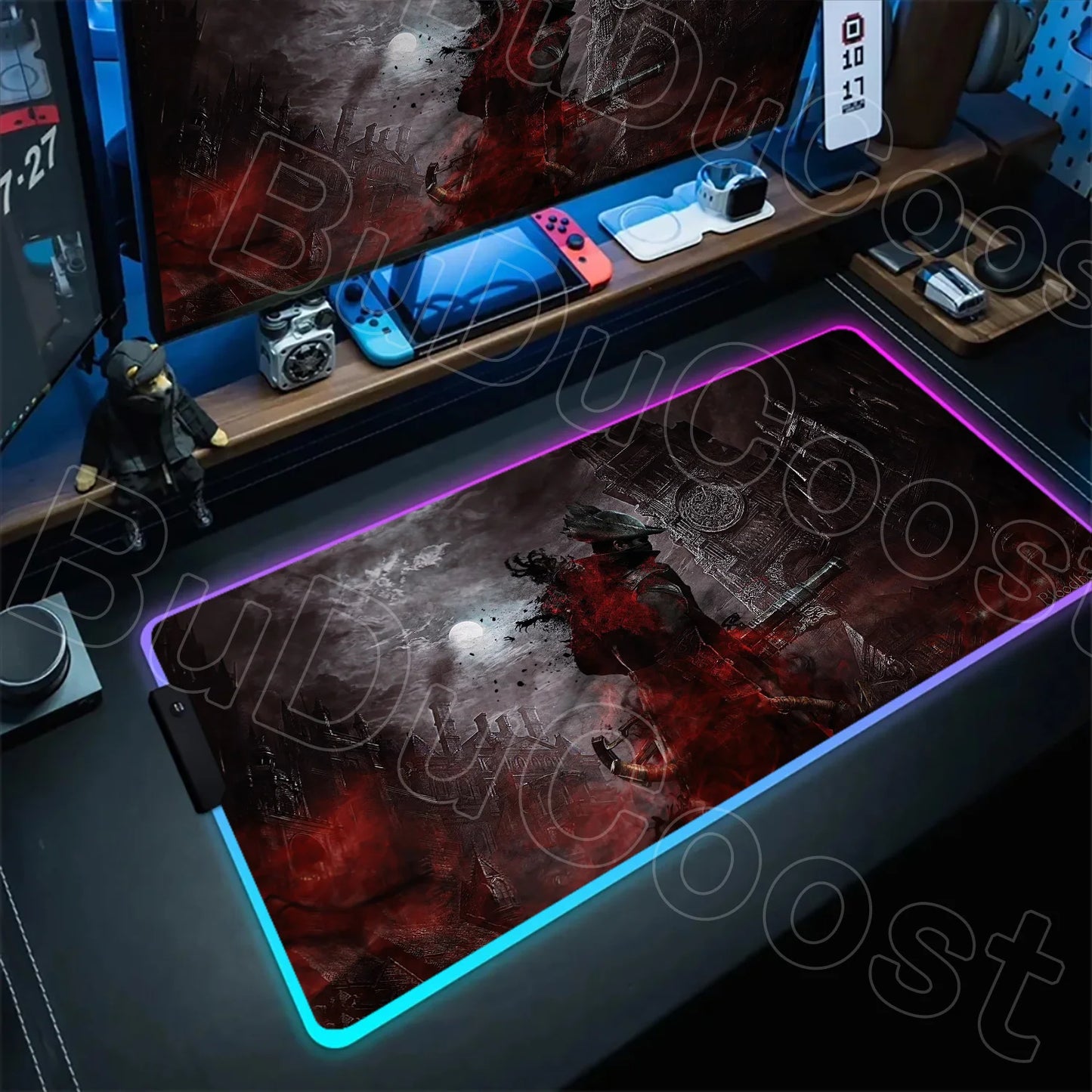 B-Bloodborne Large Gaming RGB Mouse Pad Office Laptop Accessories Non-Slip Rubber Mousepad Anime Cartoon New HD Desk Mats Carpet