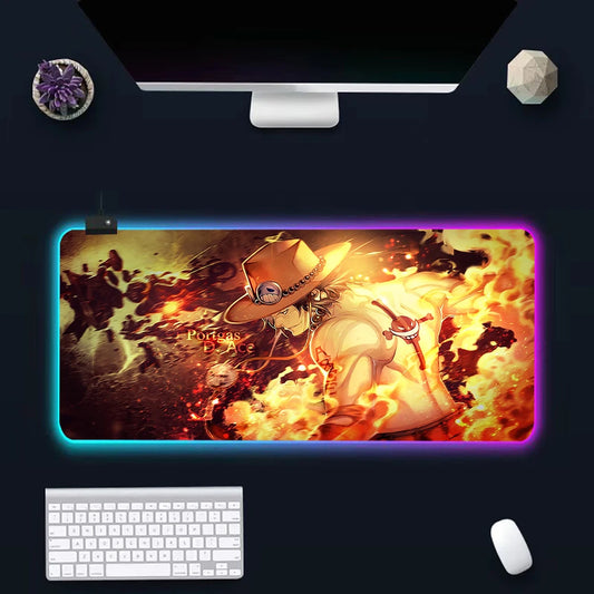O-One-pieces RGB Pc Gamer Keyboard Mouse Pad Mousepad LED Glowing Mouse Mats Rubber Gaming Computer Mausepad
