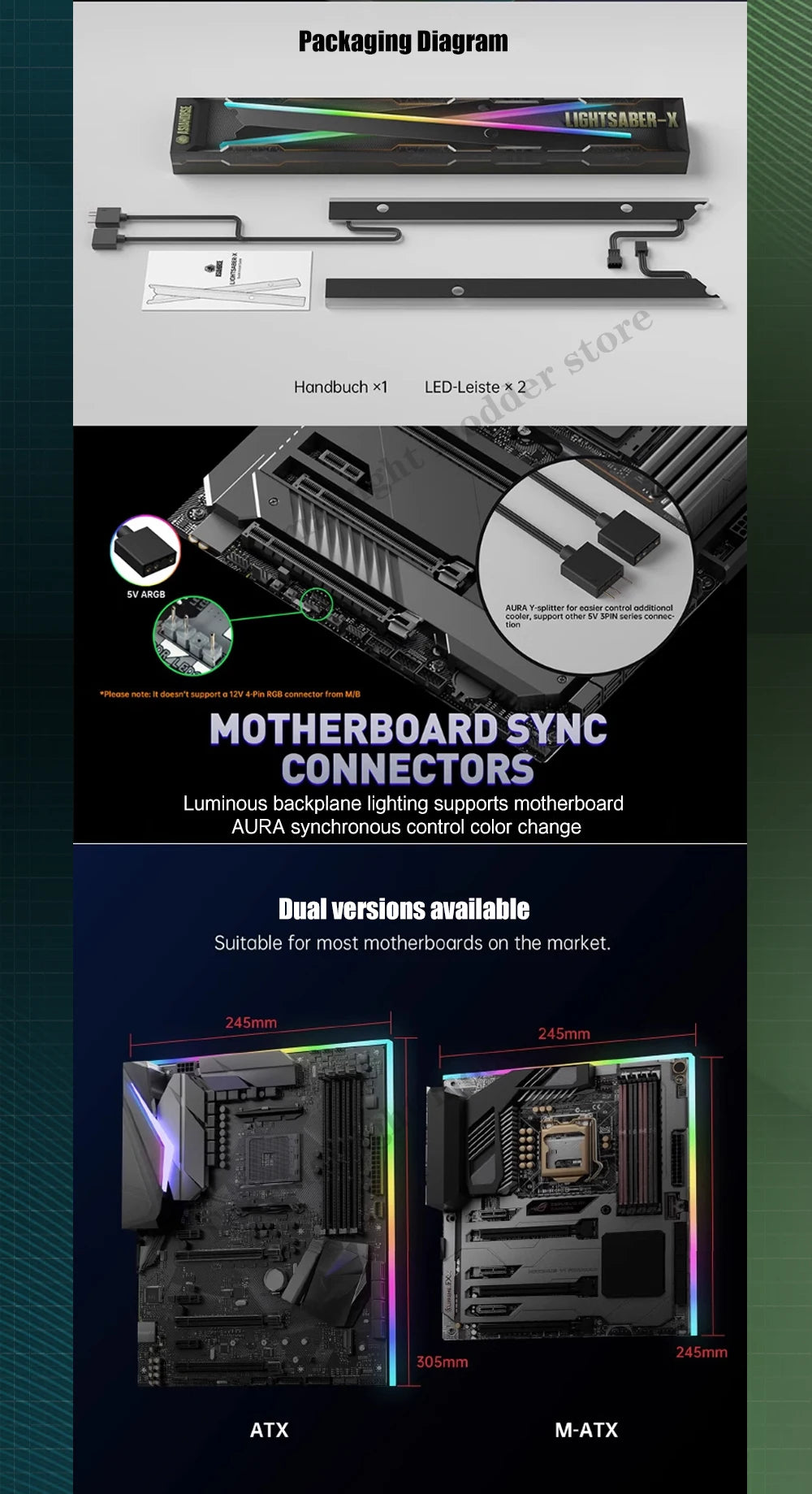 RGB Backplane Panel For Computer Motherboard Lighting, MB IO Decoration Luminous Atmosphere, 5V ARGB AURA, ATX / MATX