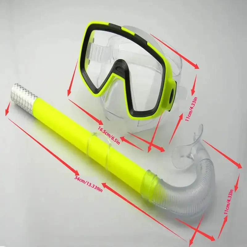 Diving Face Mirror Suction Tube Set For Snorkeling And Swimming Equipment Large Frame Swimming Goggles Adult And Children Swim