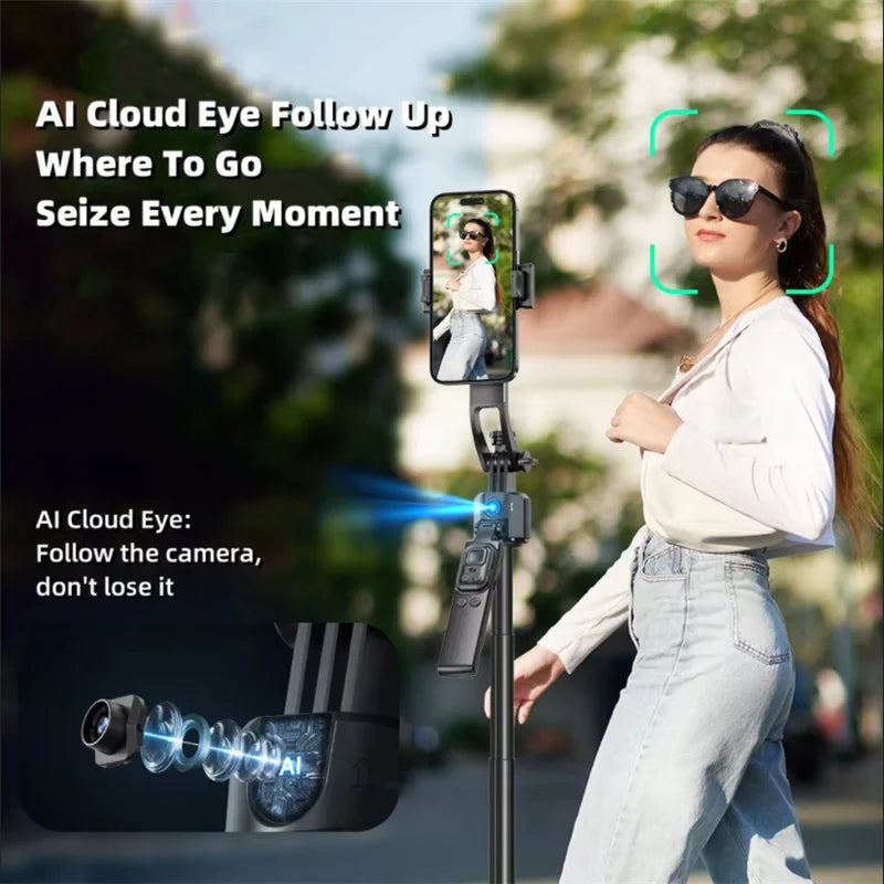 New upgrade Selfie Tripod Gimbal Stabilizer For Smartphone Bluetooth Remote Intelligent AI Follow-Up Anti Shake Pan Tilt